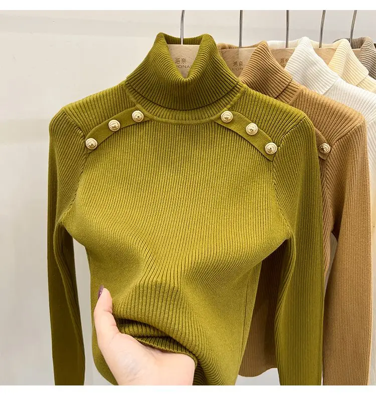 2024 Autumn and Winter New Cashmere Sweater Women's Turtleneck Long sleeved Knit Pullover Slim Cashmere Sweater