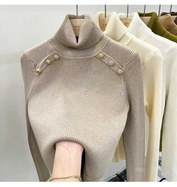 2024 Autumn and Winter New Cashmere Sweater Women's Turtleneck Long sleeved Knit Pullover Slim Cashmere Sweater