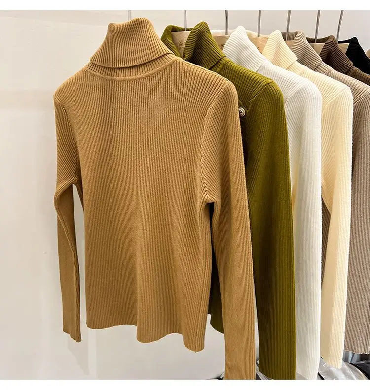 2024 Autumn and Winter New Cashmere Sweater Women's Turtleneck Long sleeved Knit Pullover Slim Cashmere Sweater