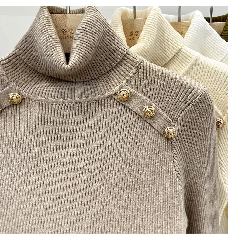 2024 Autumn and Winter New Cashmere Sweater Women's Turtleneck Long sleeved Knit Pullover Slim Cashmere Sweater