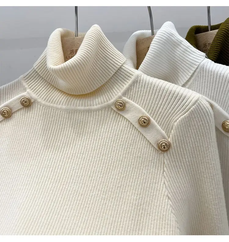 2024 Autumn and Winter New Cashmere Sweater Women's Turtleneck Long sleeved Knit Pullover Slim Cashmere Sweater