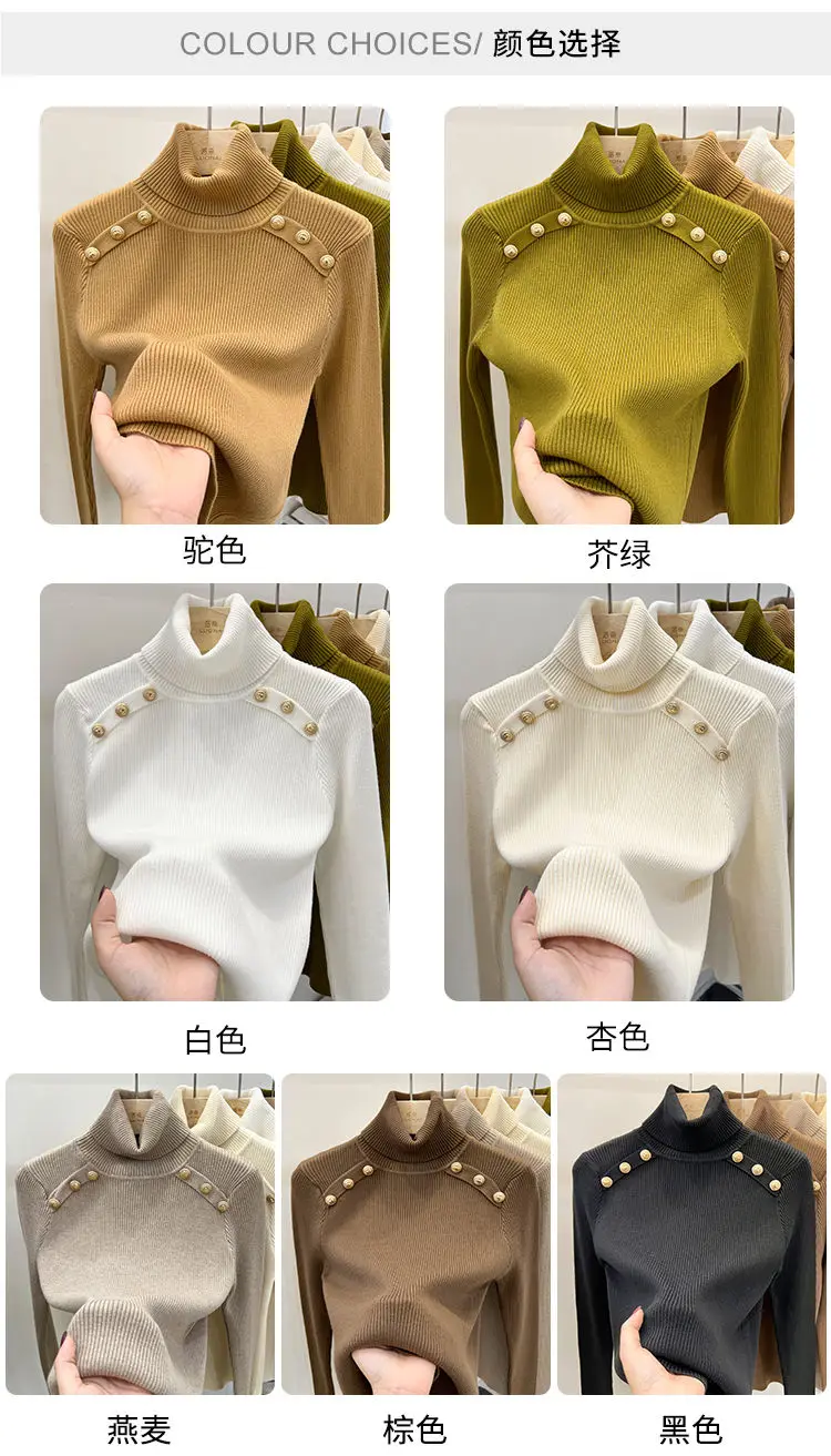 2024 Autumn and Winter New Cashmere Sweater Women's Turtleneck Long sleeved Knit Pullover Slim Cashmere Sweater