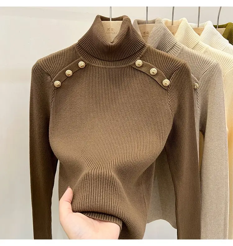 2024 Autumn and Winter New Cashmere Sweater Women's Turtleneck Long sleeved Knit Pullover Slim Cashmere Sweater