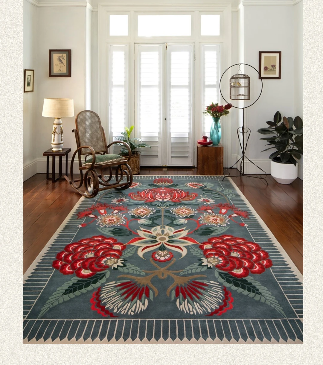 Light Luxury Cloakroom Carpet Home Non-slip Mat Large Area Bedroom Decor Washable Rug European Retro Carpets for Living Room