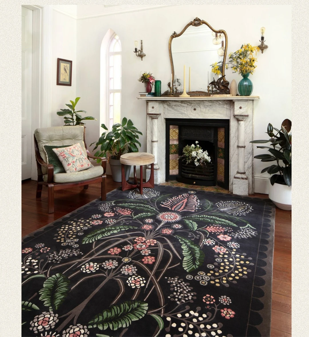 Light Luxury Cloakroom Carpet Home Non-slip Mat Large Area Bedroom Decor Washable Rug European Retro Carpets for Living Room