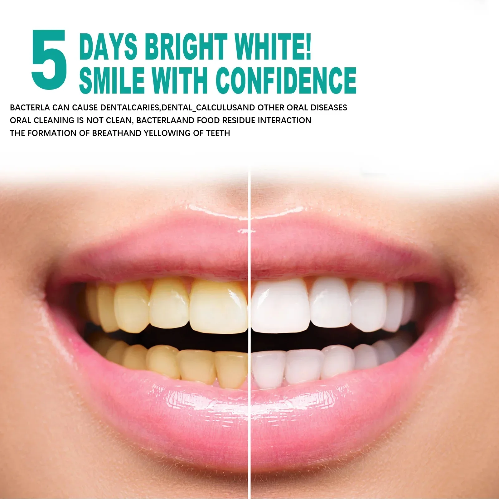 5 Days Teeth Whitening Toothpaste Remove Plaque Stains Powder Deep Cleaning Oral Hygiene Fresh Breath Brightening Tooth Care 50g