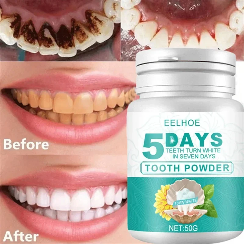 5 Days Teeth Whitening Toothpaste Remove Plaque Stains Powder Deep Cleaning Oral Hygiene Fresh Breath Brightening Tooth Care 50g