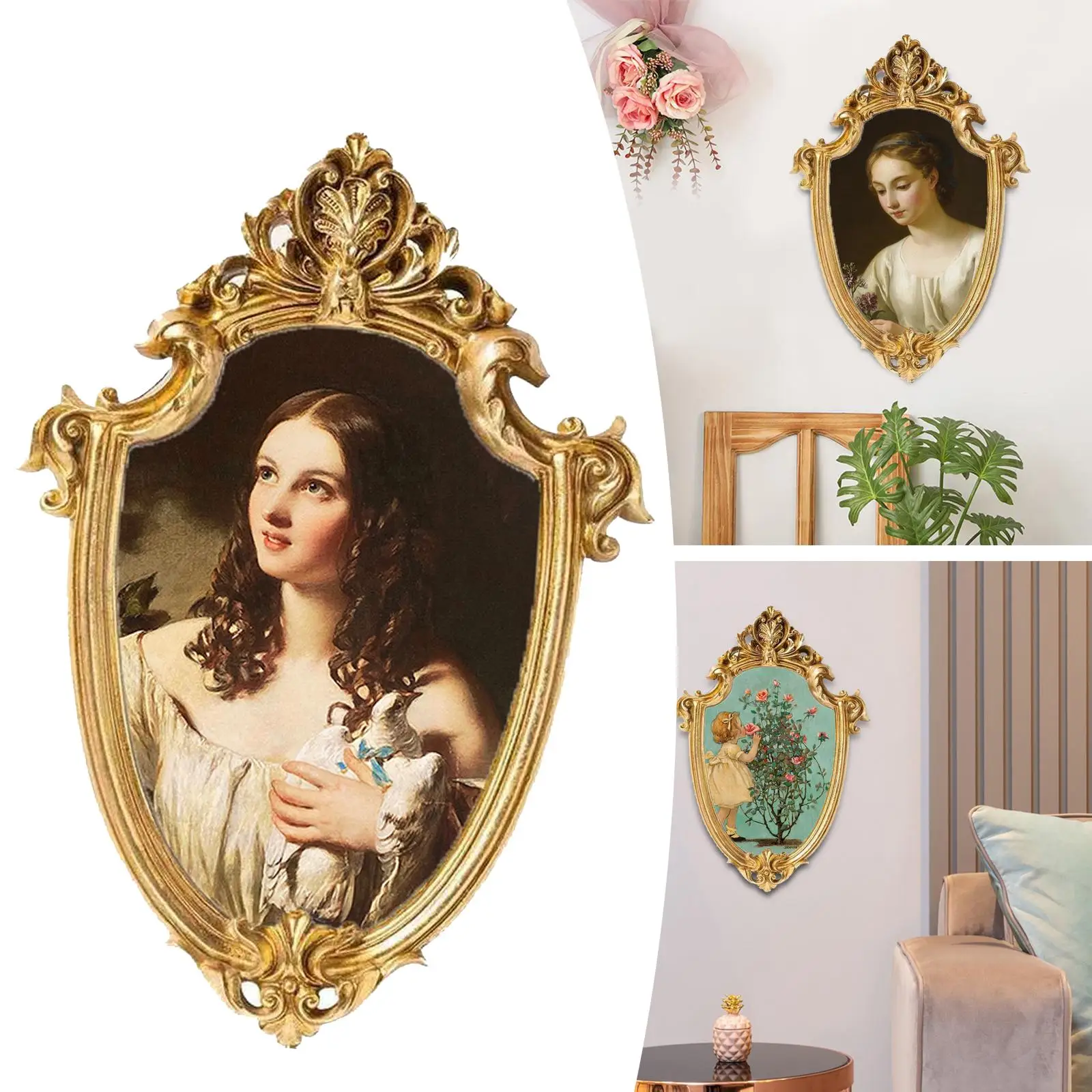 Resin Photo Frame Picture Frame Holder Ornate for Living Room Decor