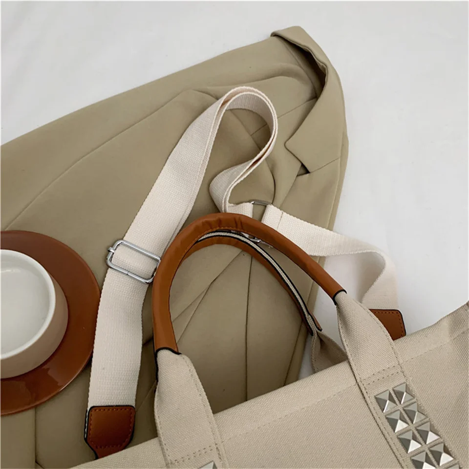 Female Fashion Canvas Crossbody Bag Women Senior Retro High Capacity Shoulder Bag Ladies Exquisite Versatile Shopping Travel Bag