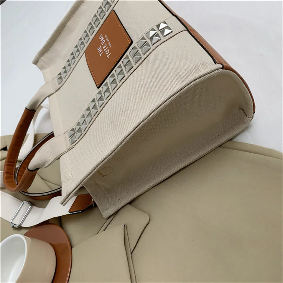 Female Fashion Canvas Crossbody Bag Women Senior Retro High Capacity Shoulder Bag Ladies Exquisite Versatile Shopping Travel Bag