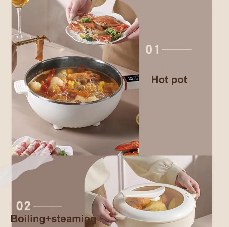 4.5L Multifunctional Electric Frying Pot Smart Electric Cooker Non-stick Frying Pot Large Capacity Electric Hot Pot 1350W