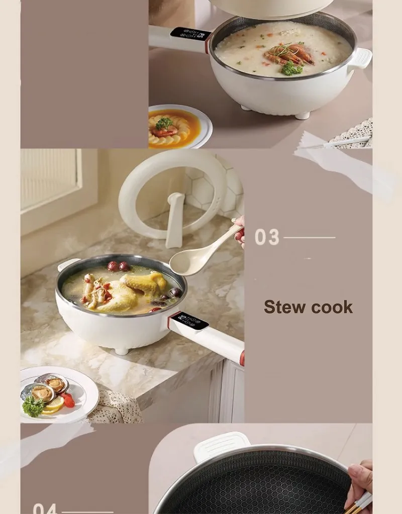 4.5L Multifunctional Electric Frying Pot Smart Electric Cooker Non-stick Frying Pot Large Capacity Electric Hot Pot 1350W