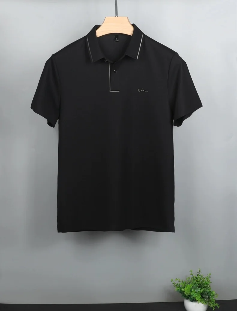 Premium Ice Silk Breathable POLO Shirt Men's Short Sleeve T-shirt Summer Fashion Brand Embroidery Paul Shirt Men's Luxury Top