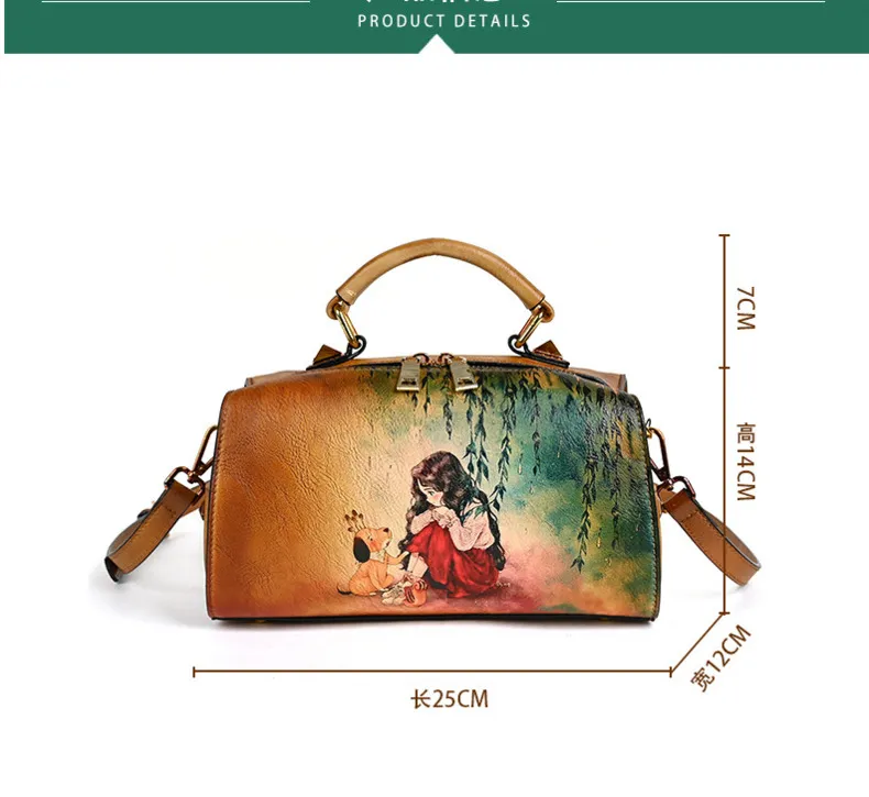 New Retro Leather Women's Shoulder Bag 2024 Trend Ladies Handdrawn Luxury Designer Handbag Women Bags Luxury Handbags