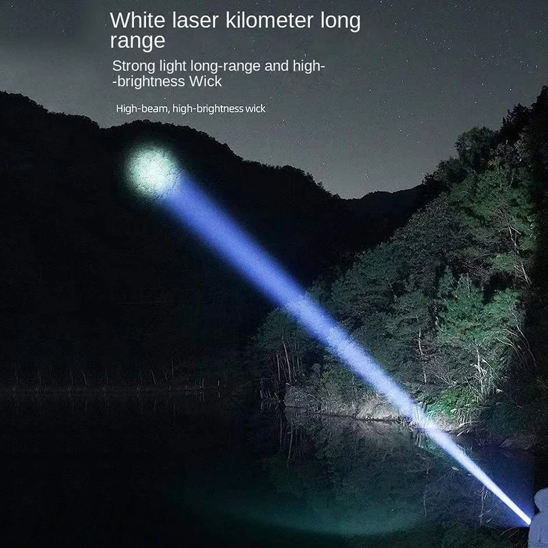 Laser Wick Flashlights USB Charging Super Powerful Tactical Torch With Powerbank Telescopic Zoom 26650 For Camping