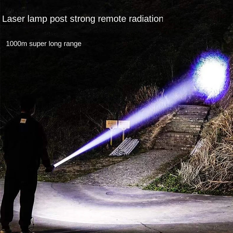 Laser Wick Flashlights USB Charging Super Powerful Tactical Torch With Powerbank Telescopic Zoom 26650 For Camping