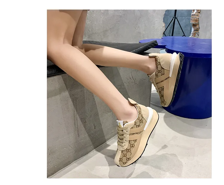 Fashion platform casual sneakers brown women's shoes