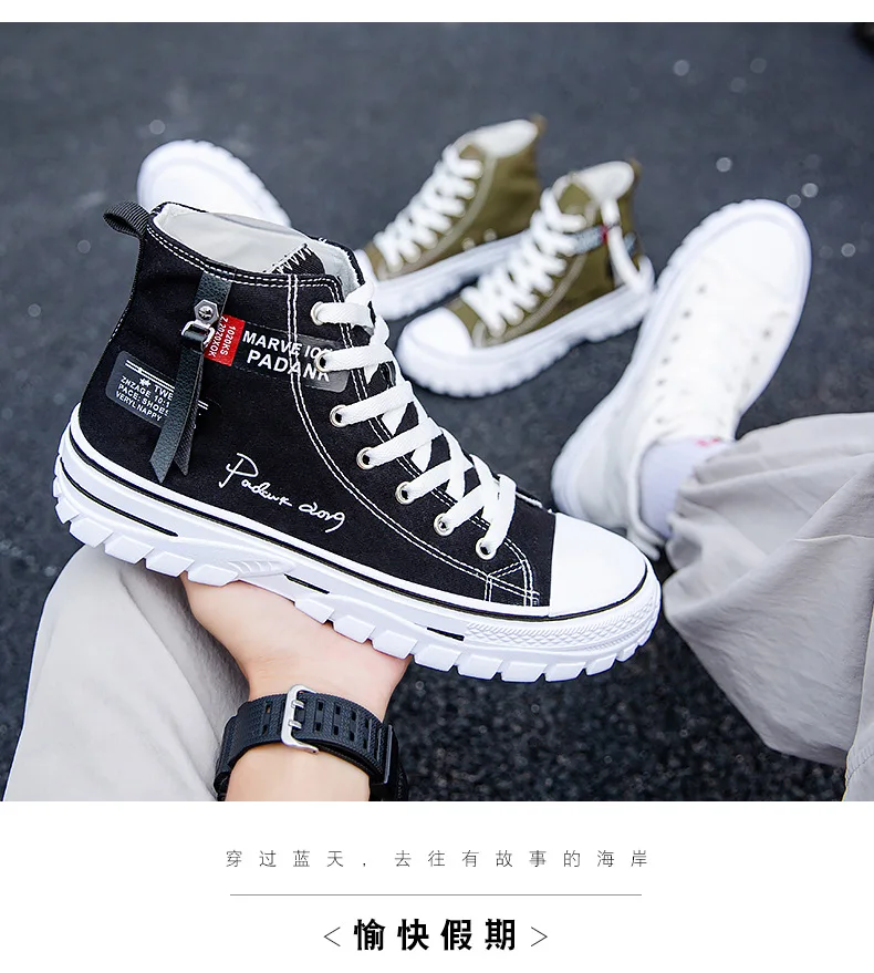 Men Shoes Vulcanize Canvas Shoes High Top Sneakers Casual Breathable Platform Shoes Man Trainers Tenis Masculino Chunky Sneakers