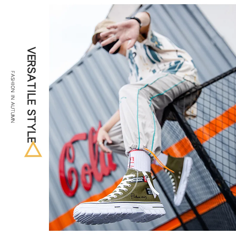 Men Shoes Vulcanize Canvas Shoes High Top Sneakers Casual Breathable Platform Shoes Man Trainers Tenis Masculino Chunky Sneakers