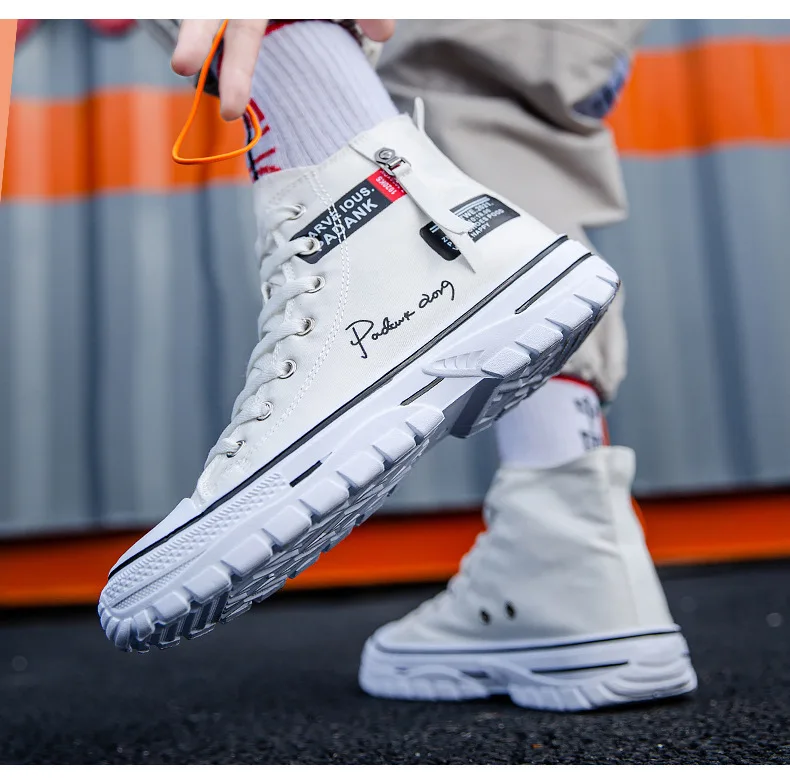 Men Shoes Vulcanize Canvas Shoes High Top Sneakers Casual Breathable Platform Shoes Man Trainers Tenis Masculino Chunky Sneakers