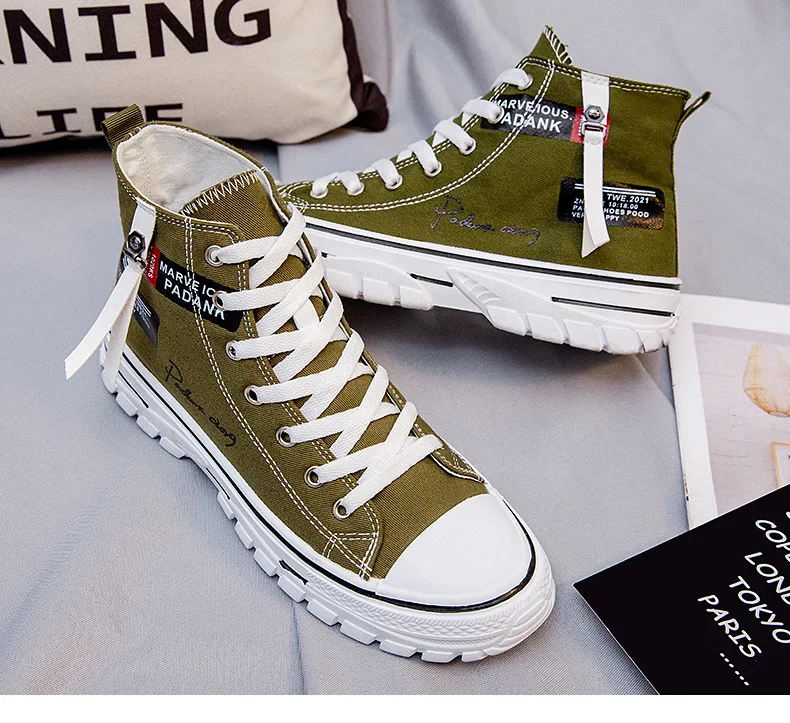 Men Shoes Vulcanize Canvas Shoes High Top Sneakers Casual Breathable Platform Shoes Man Trainers Tenis Masculino Chunky Sneakers