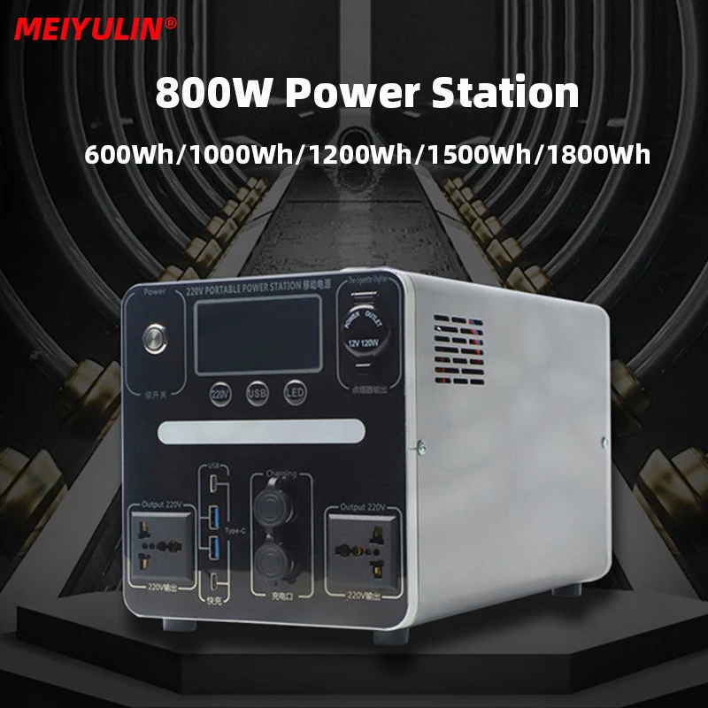 800W Solar Generator 1800Wh Portable Power Station 220V External Spare Battery Emergency Charging Powerbank for Outdoor Camping