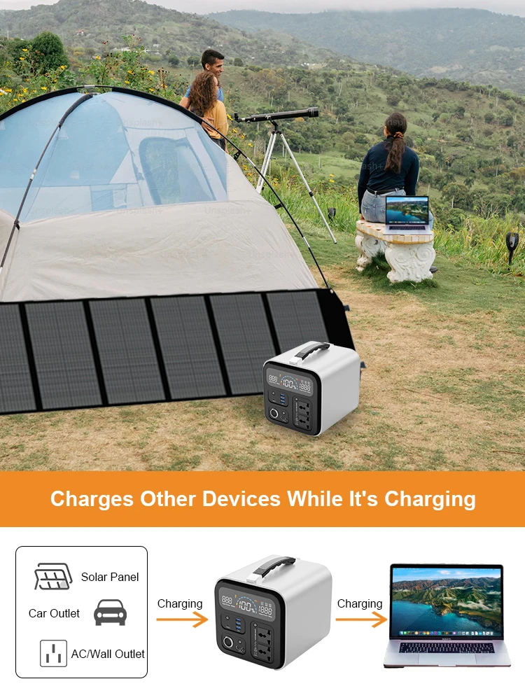 600W LifePo4 Power Station 595wh External Battery 100W Solar Generator Camping Portable Energy Storage System Fishing RV Outdoor