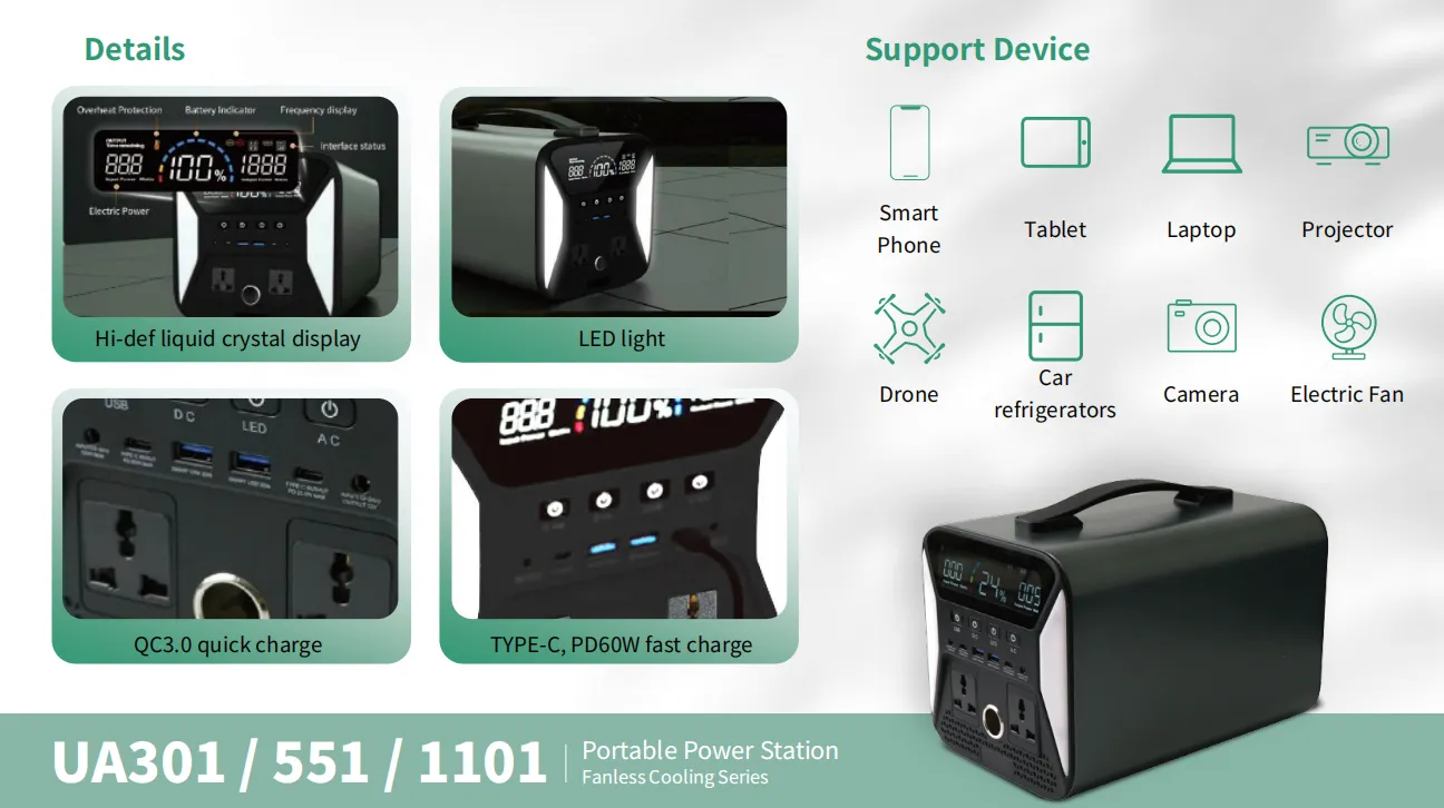 Portable Power Station Lifepo4 220V External Battery Electric Solar Generator Outdoor Camping Bank Supply 300/500/1000W