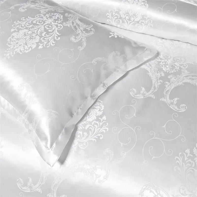 High End Jacquard King Size Bedding Set Luxury European Wedding Bedding Sets Queen American Satin Double Duvet Cover Set 220x240