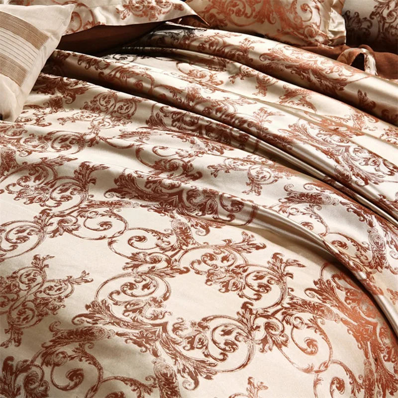 High End Jacquard King Size Bedding Set Luxury European Wedding Bedding Sets Queen American Satin Double Duvet Cover Set 220x240
