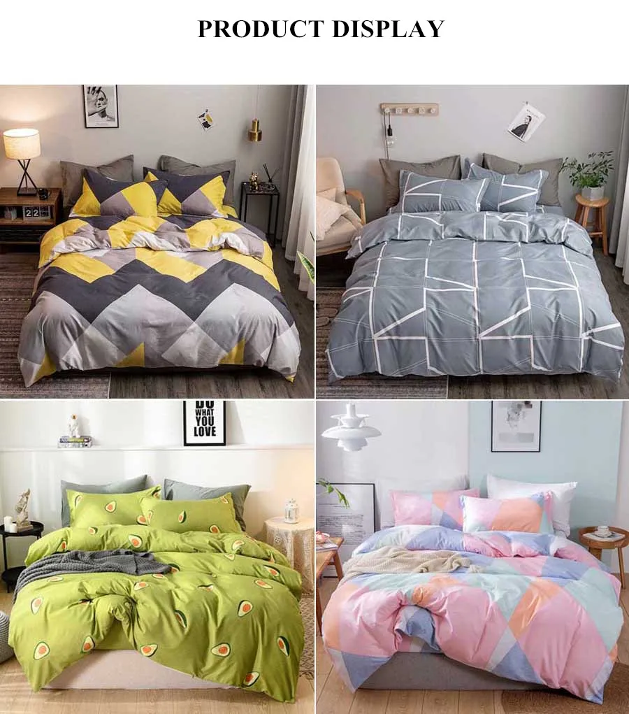 Luxury bedding set king size duvet cover bed sheet and pillowcase geometry printed nordic style bedclothes home textiles