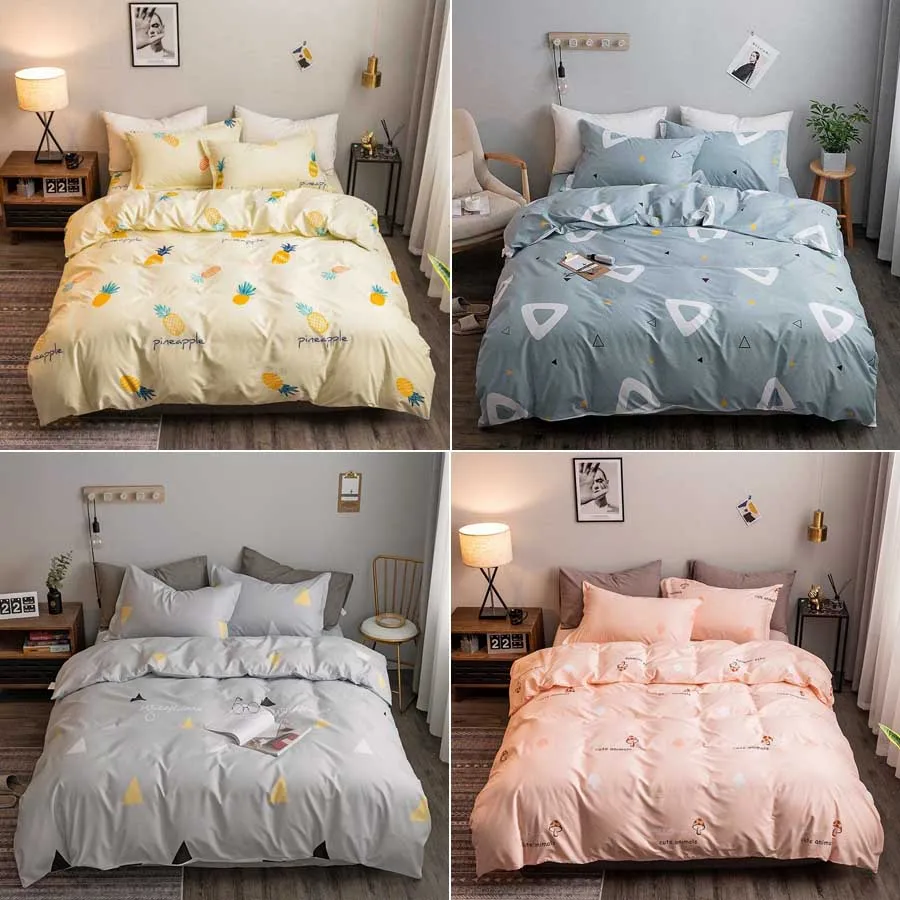 Luxury bedding set king size duvet cover bed sheet and pillowcase geometry printed nordic style bedclothes home textiles