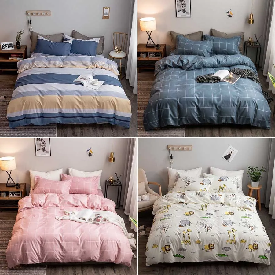 Luxury bedding set king size duvet cover bed sheet and pillowcase geometry printed nordic style bedclothes home textiles