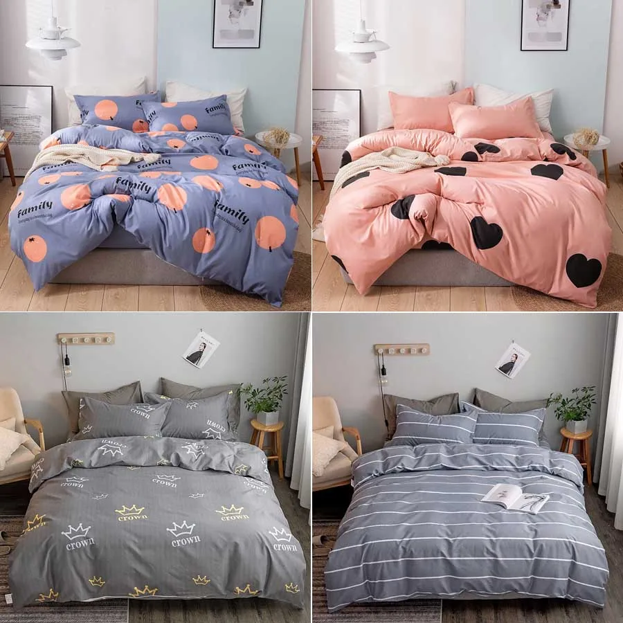 Luxury bedding set king size duvet cover bed sheet and pillowcase geometry printed nordic style bedclothes home textiles