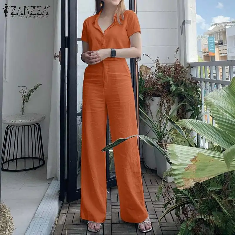 Summer Women Matching Sets OL Work Outfits Causal Short Sleeve Shirt Loose Wide Leg Pants Fashion Suit Urban Tracksuits