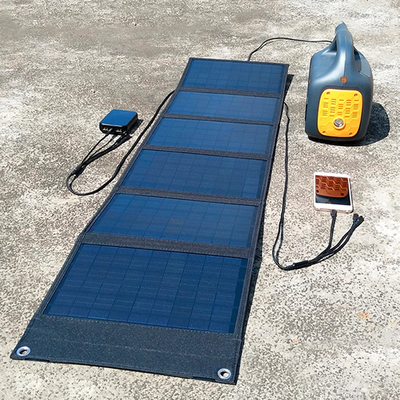1000W Solar Panel Portable Folding Bag USB+DC Output Solar Charger Outdoor Power Supply for Home Mobile Phone Power Generator