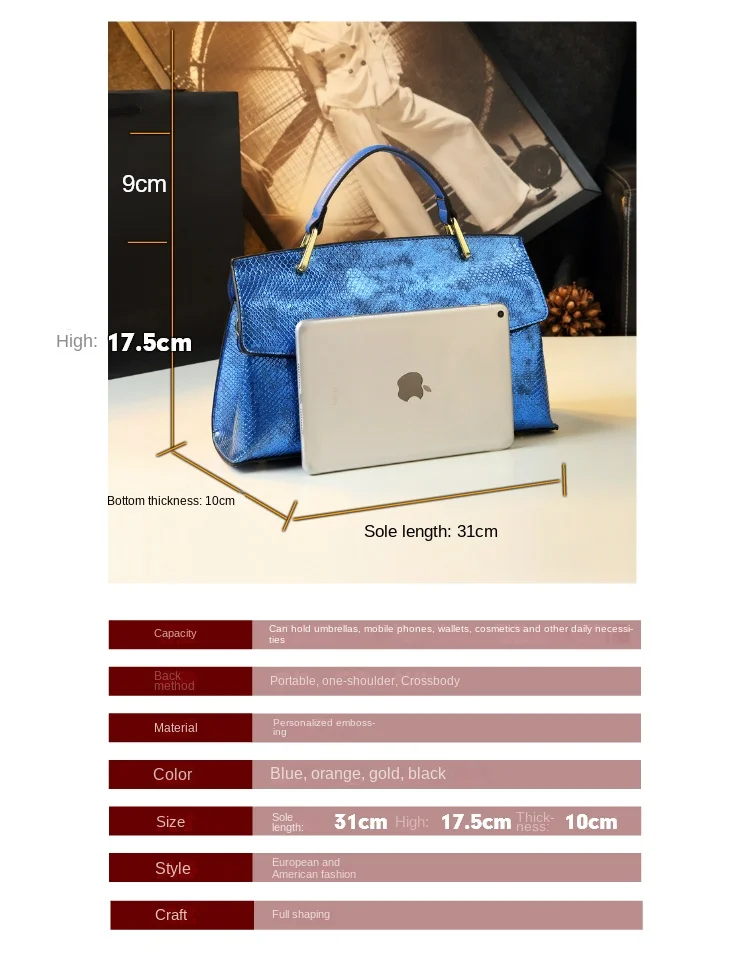 Brand Genuine Leather Women's Bag Laser Snake Pattern Ladies Handbag Portable Tote Bag Mom Tide Shoulder Crossbody Bags Fashion