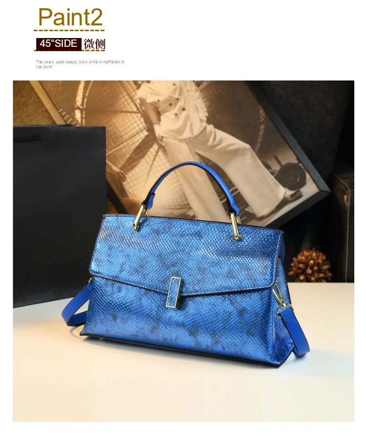 Brand Genuine Leather Women's Bag Laser Snake Pattern Ladies Handbag Portable Tote Bag Mom Tide Shoulder Crossbody Bags Fashion