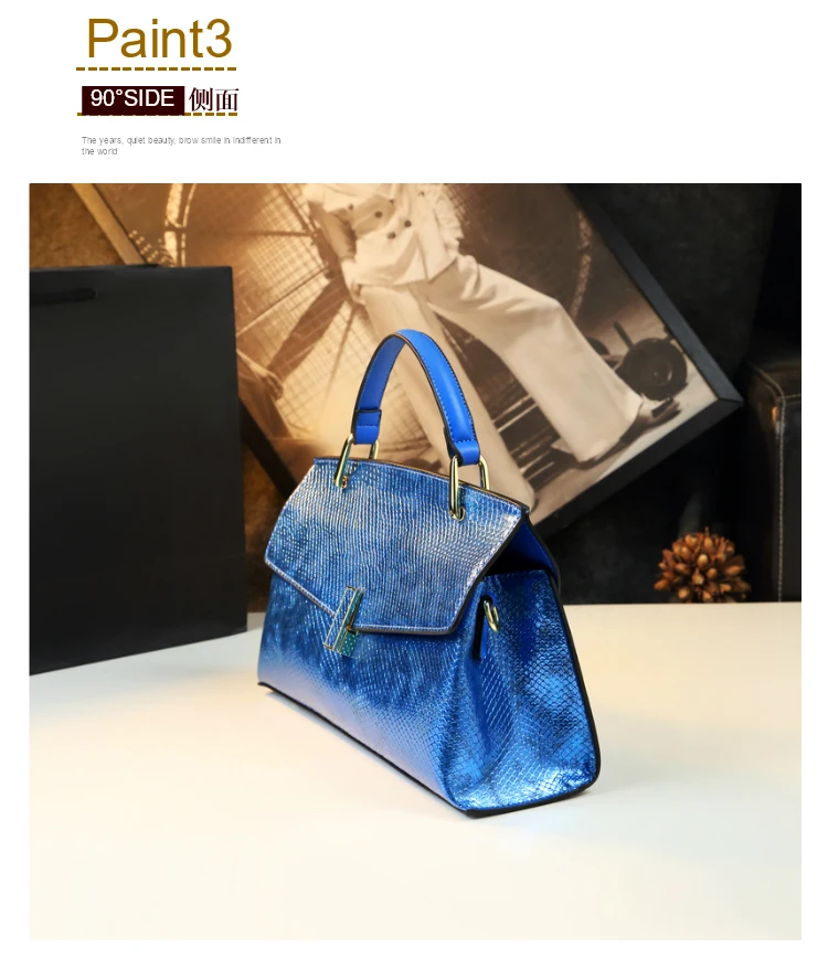 Brand Genuine Leather Women's Bag Laser Snake Pattern Ladies Handbag Portable Tote Bag Mom Tide Shoulder Crossbody Bags Fashion