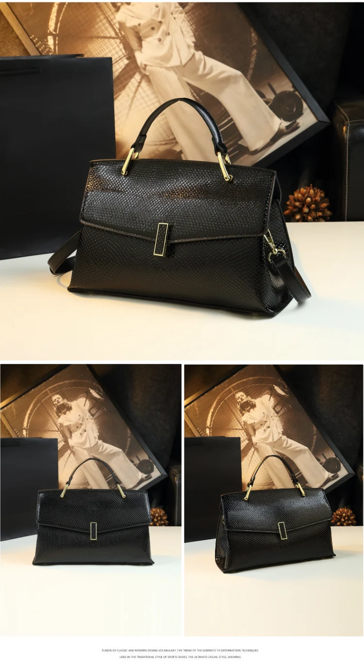 Brand Genuine Leather Women's Bag Laser Snake Pattern Ladies Handbag Portable Tote Bag Mom Tide Shoulder Crossbody Bags Fashion