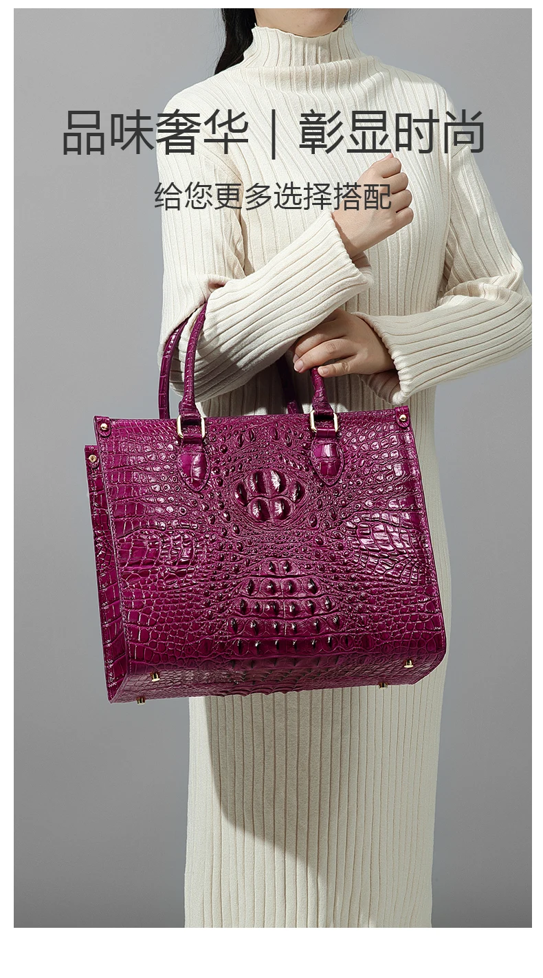 Luxury Fashion Crocodile Leather Women's Handbags Shoulder Tote Bag Large Capacity Designer Portable Ladies Top Handle Bags