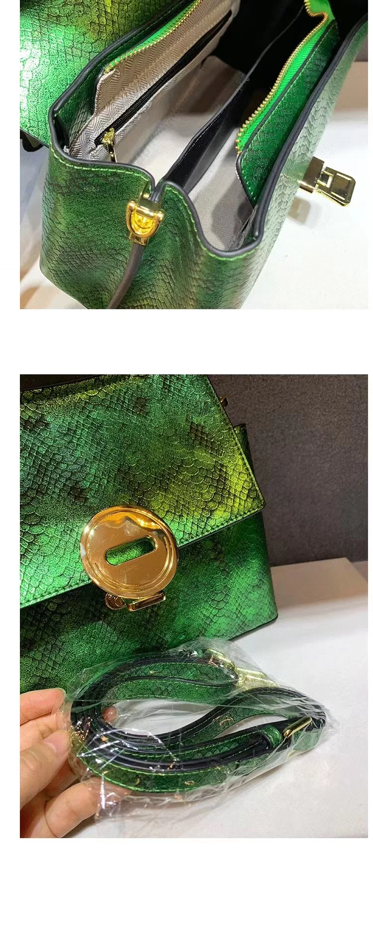 Luxury Designer Brand 가방 2024 New High Quality Laser Leather Handbags for Women Snake Print Shoulder Crossbody Bag сумка женская