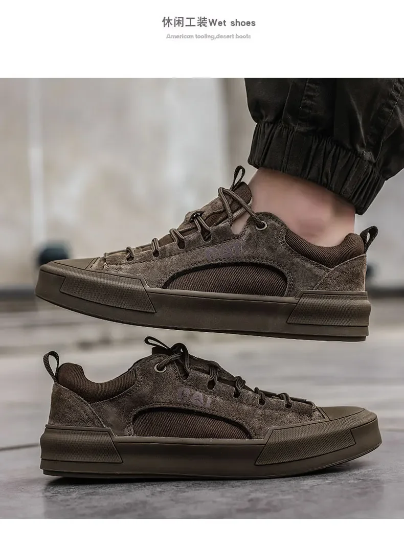 High Street Skate Shoes for Men Anti-slip Summer Outdoor Casual Top Layer Cowhide Genuine Leather Breathable Caterpillar Boots