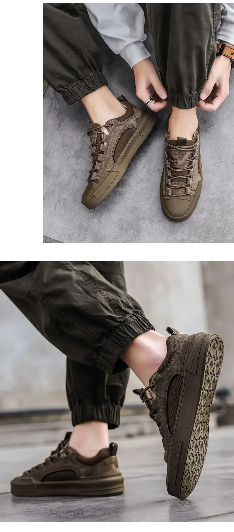 High Street Skate Shoes for Men Anti-slip Summer Outdoor Casual Top Layer Cowhide Genuine Leather Breathable Caterpillar Boots