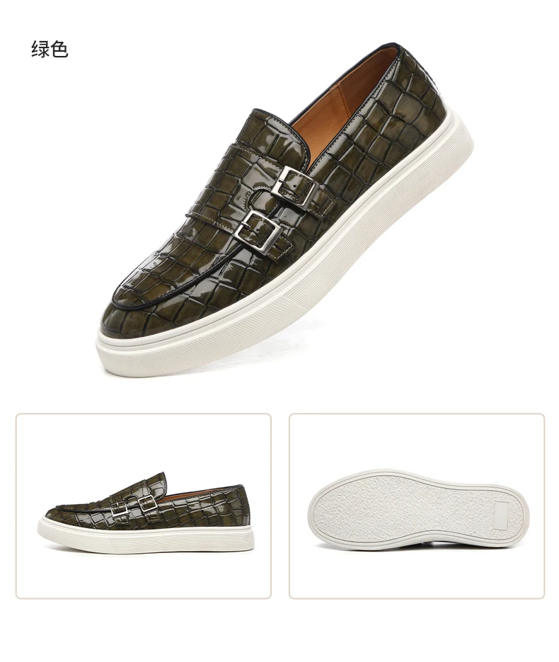 New Black Sneakers Men Vulcanize Shoes Yellow Crocodile Pattern Slip-On Size 38-46 Zapatos De Hombre Men Shoes