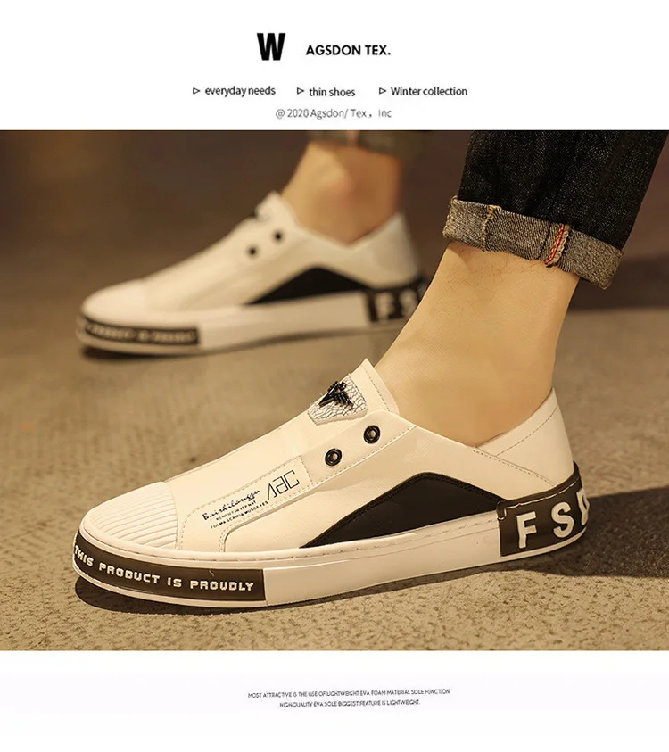 New Men Shoes European Leather Casual Shoes Spring Autumn Trend Flat Skate Shoes Youth Street Fashion Loafers