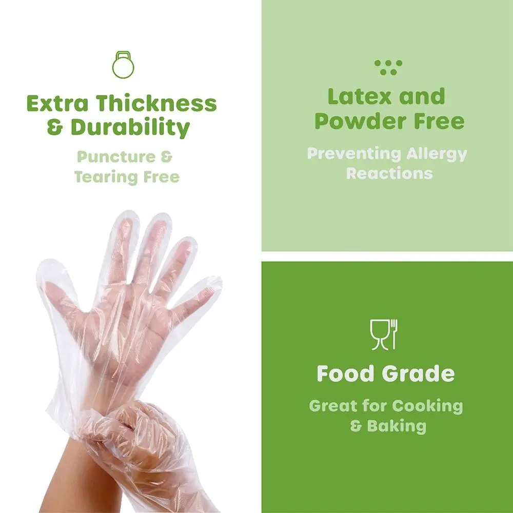 100Pcs Latex Free Gloves TPE Disposable Gloves Transparent Non-Slip Acid Work Safety Food Grade Household Cleaning Gloves