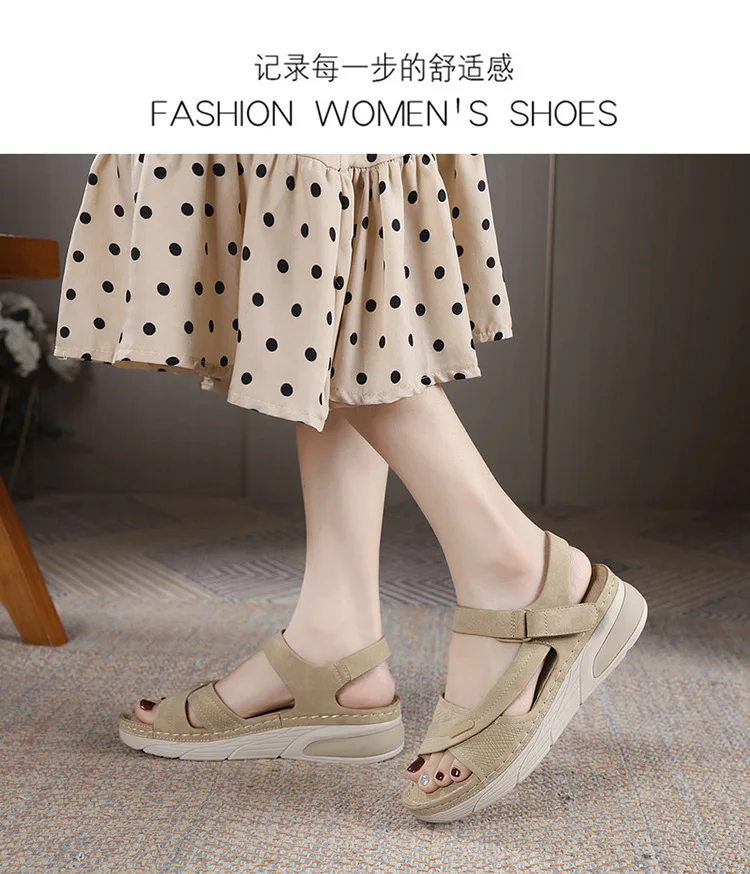 SIKETU Brand Casual Summer Novelty Leisure Wedge Sandals Women Sewing Thread Adjustable Hook Loop Light Anti-slide Waterproof 42