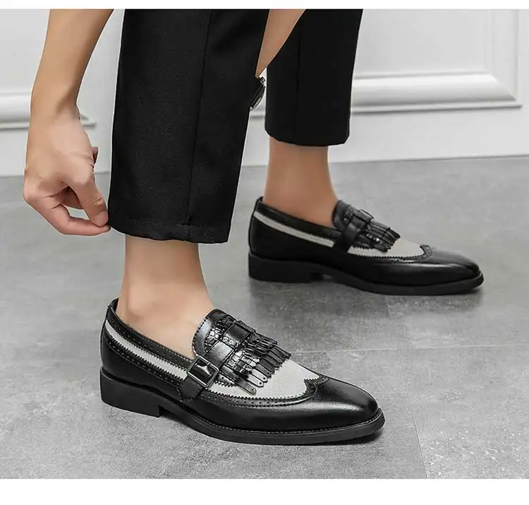 men Loafers tassels formal shoes wedding Round Toe Slip-On Spring/Autumn business mens shoes size 38-48