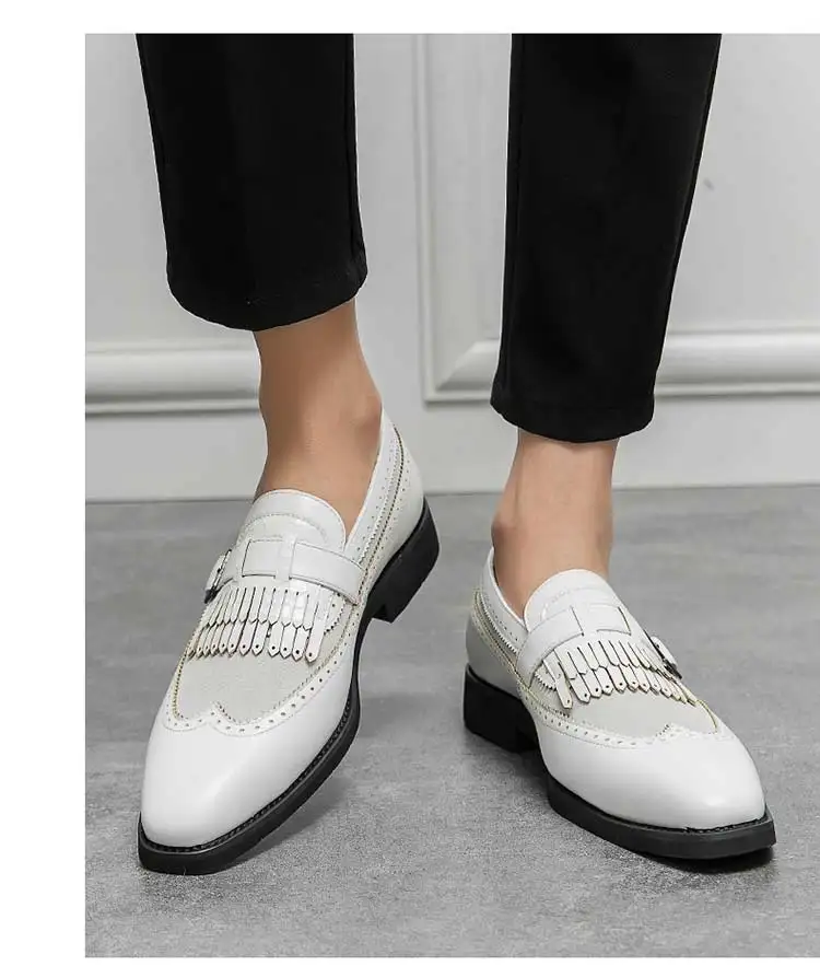 men Loafers tassels formal shoes wedding Round Toe Slip-On Spring/Autumn business mens shoes size 38-48